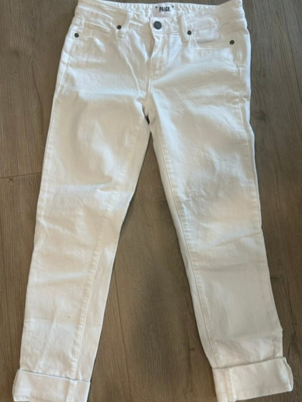 Paige Skyline Skinny Cropped Jean Optic White size 28